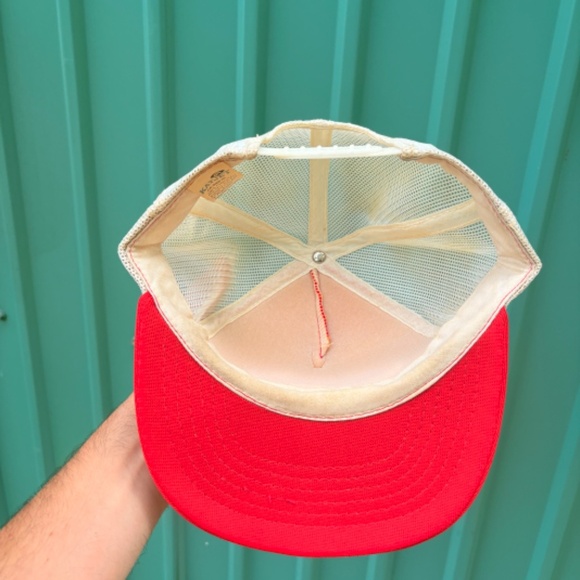 Vintage WELDING SPRING SHOP TIMMINS ONTARIO Patch Trucker Hat snapbacl mesh red - Picture 6 of 6